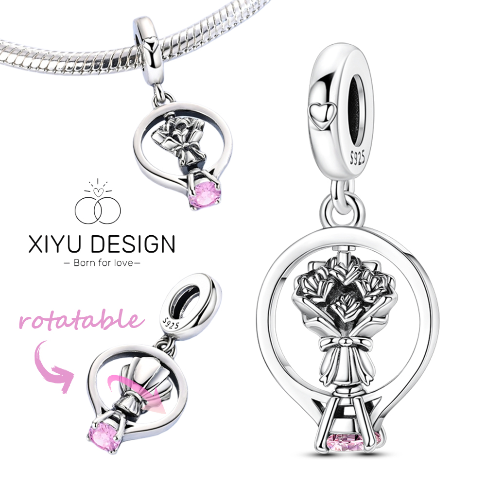 Women Accessories Bouquet - 925 실버 참 비즈 회전 가능한