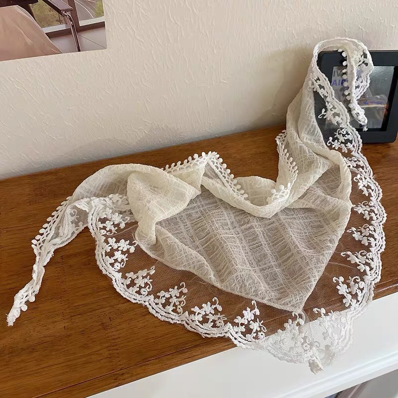 Women Accessories Photos - 패션 레이스 삼각형 Headscarf 로맨틱 꽃