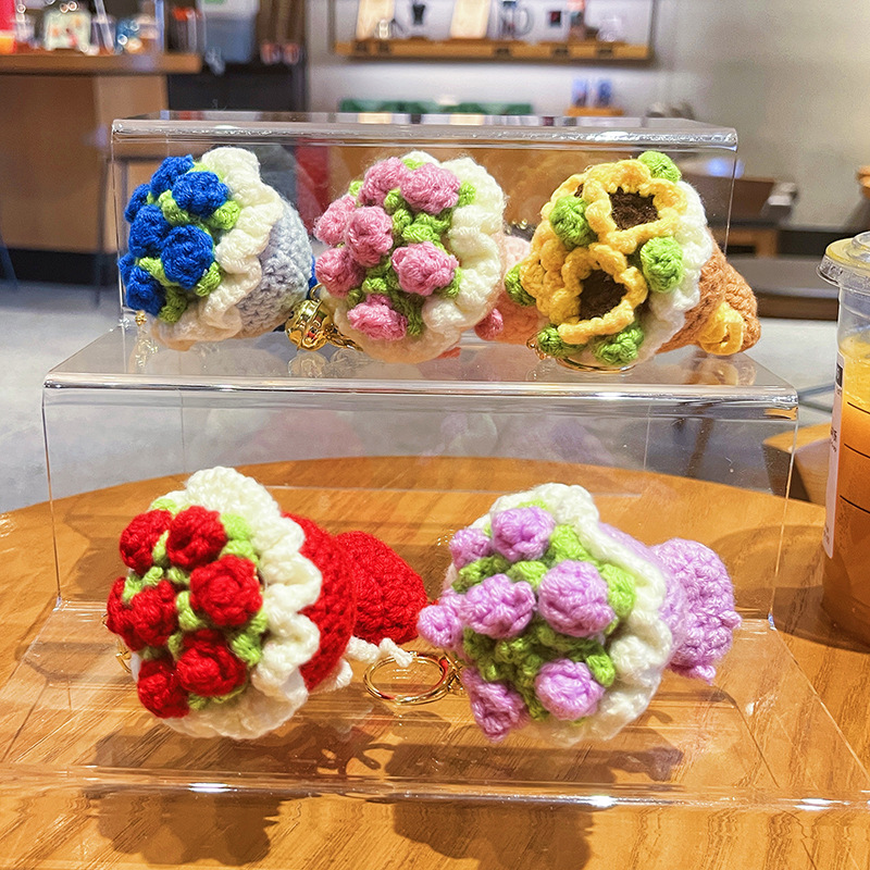Women Accessories Bouquet - 여성용 니트 부케 자동차 액세서리 키체인,