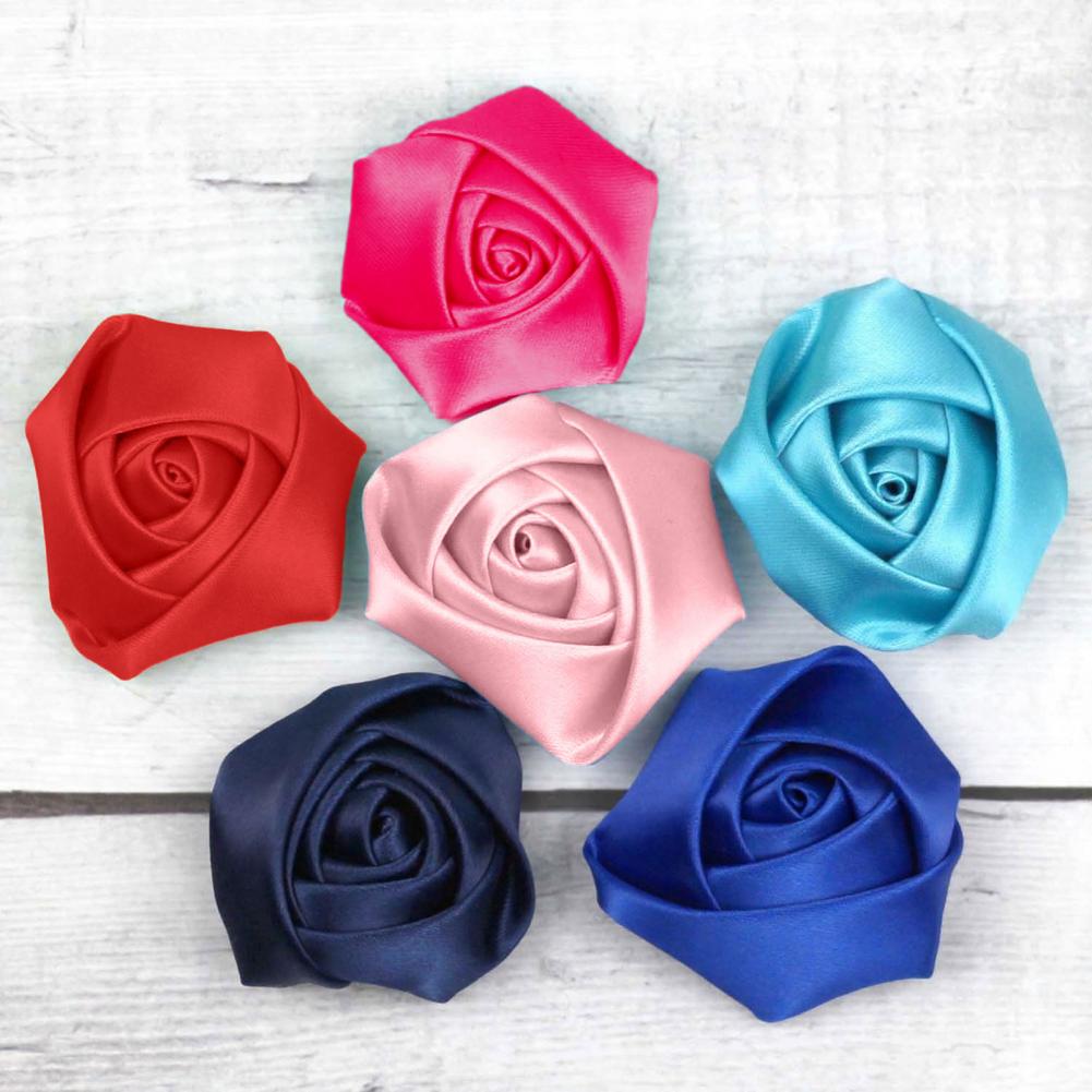 Women Accessories Bouquet - 6Pcs 코사지 수제 새틴 장미 웨딩