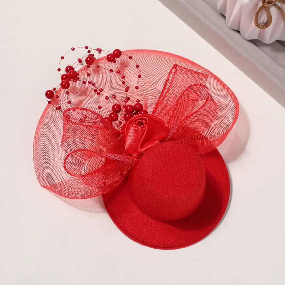 우아한 메쉬 탑 햇 보우 빈티지 작은 머리 장식 오간자 - Women Accessories Photos 리뷰 및 가격