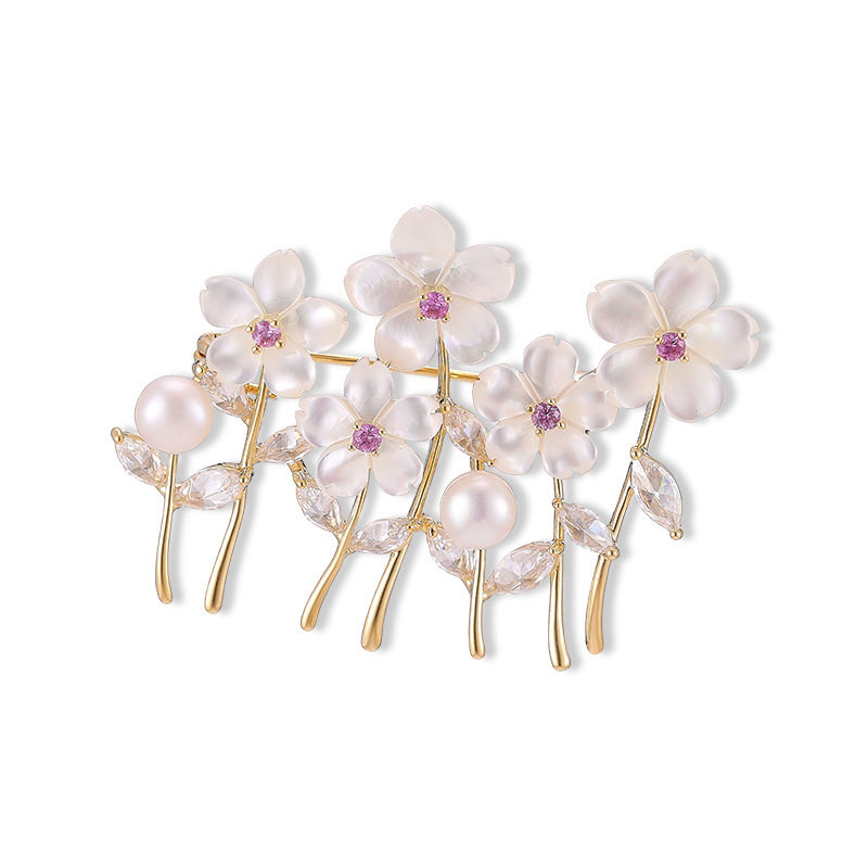 OKILY 우아한 화이트 프리틸라리아 벚꽃 진주 브로치 - Women Accessories Bouquet 리뷰 및 가격
