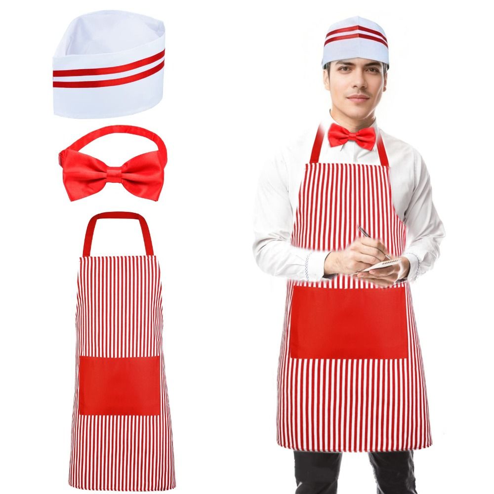 카니발 서커스 웨이터 코스프레 앞치마 모자 포함 빨간색 - Women Kitchen Accessories 리뷰 및 가격