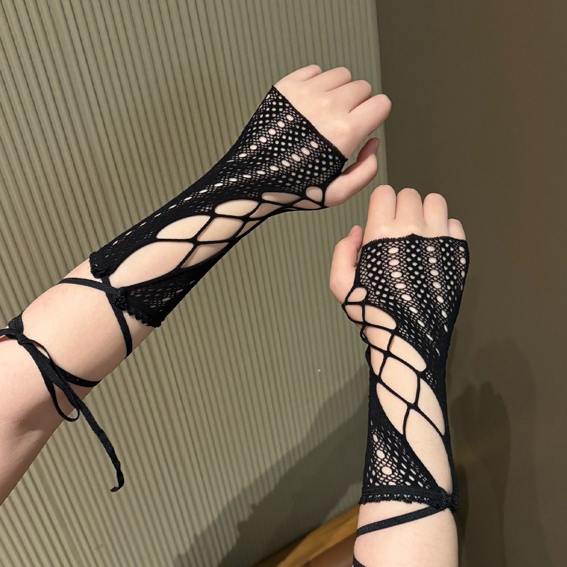빈티지 화이트 레이스 피쉬넷 장갑 고딕 속이 빈 핑거리 - Women'S Y2K Accessories 리뷰 및 가격