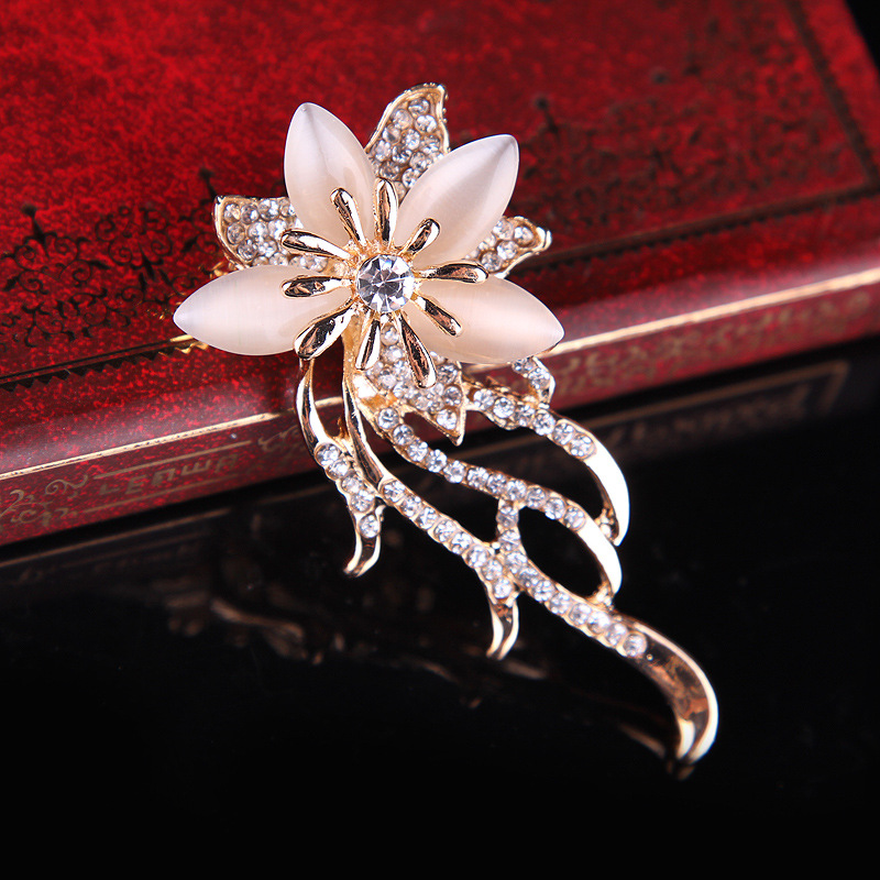 빈티지 고양이 눈 돌 난초 모양 라인스톤 브로치 여성용 - Women Accessories Bouquet 리뷰 및 가격