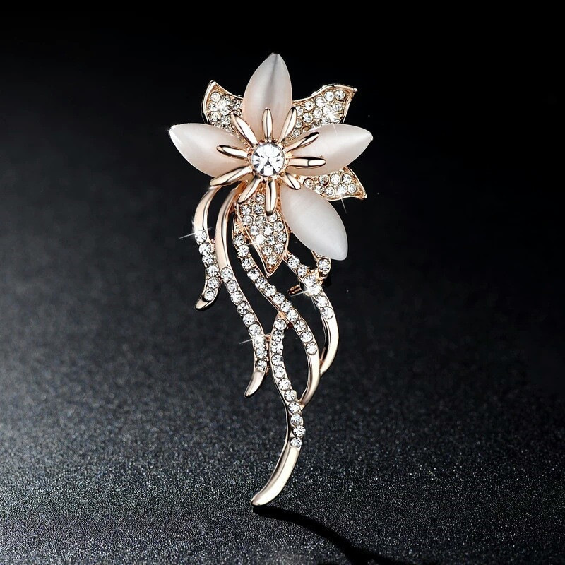 빈티지 고양이 눈 돌 난초 모양 라인스톤 브로치 여성용 - Women Accessories Bouquet 리뷰 및 가격
