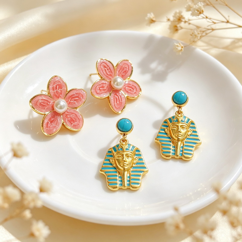 칼렌 스테인리스 스틸 여성 귀걸이 핑크 꽃 귀걸이 &  - Women'S Egyptian Accessories 리뷰 및 가격