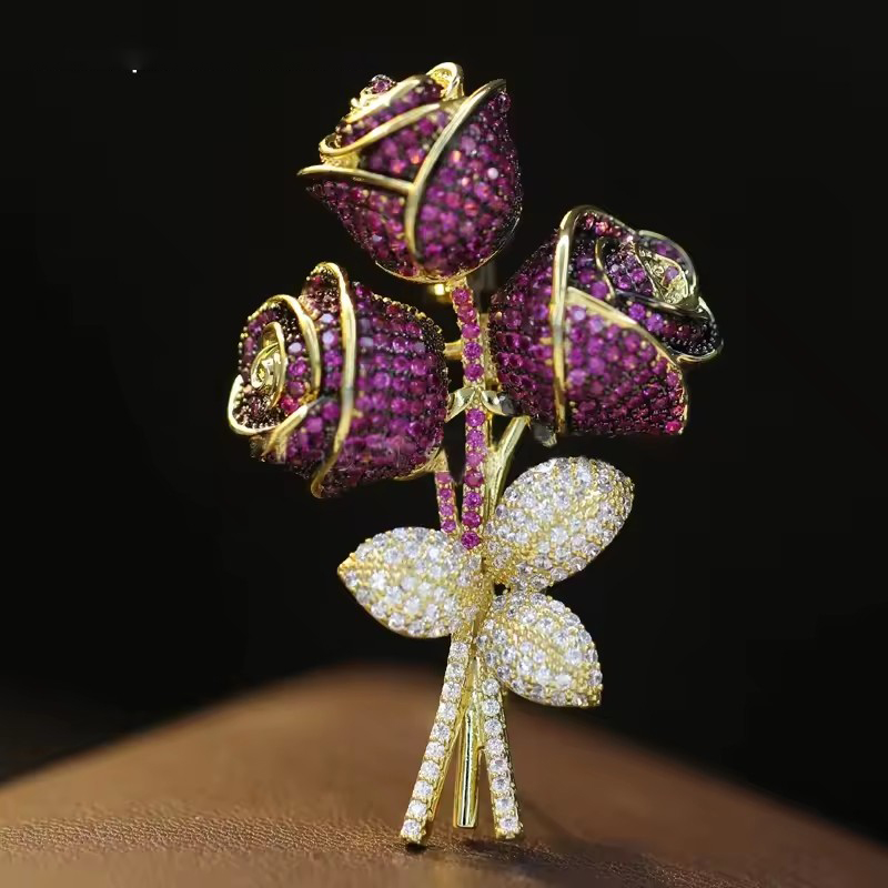 오킬리 럭셔리 인조 레드 코런덤 장미 부케 브로치 여성 - Women Accessories Bouquet 리뷰 및 가격