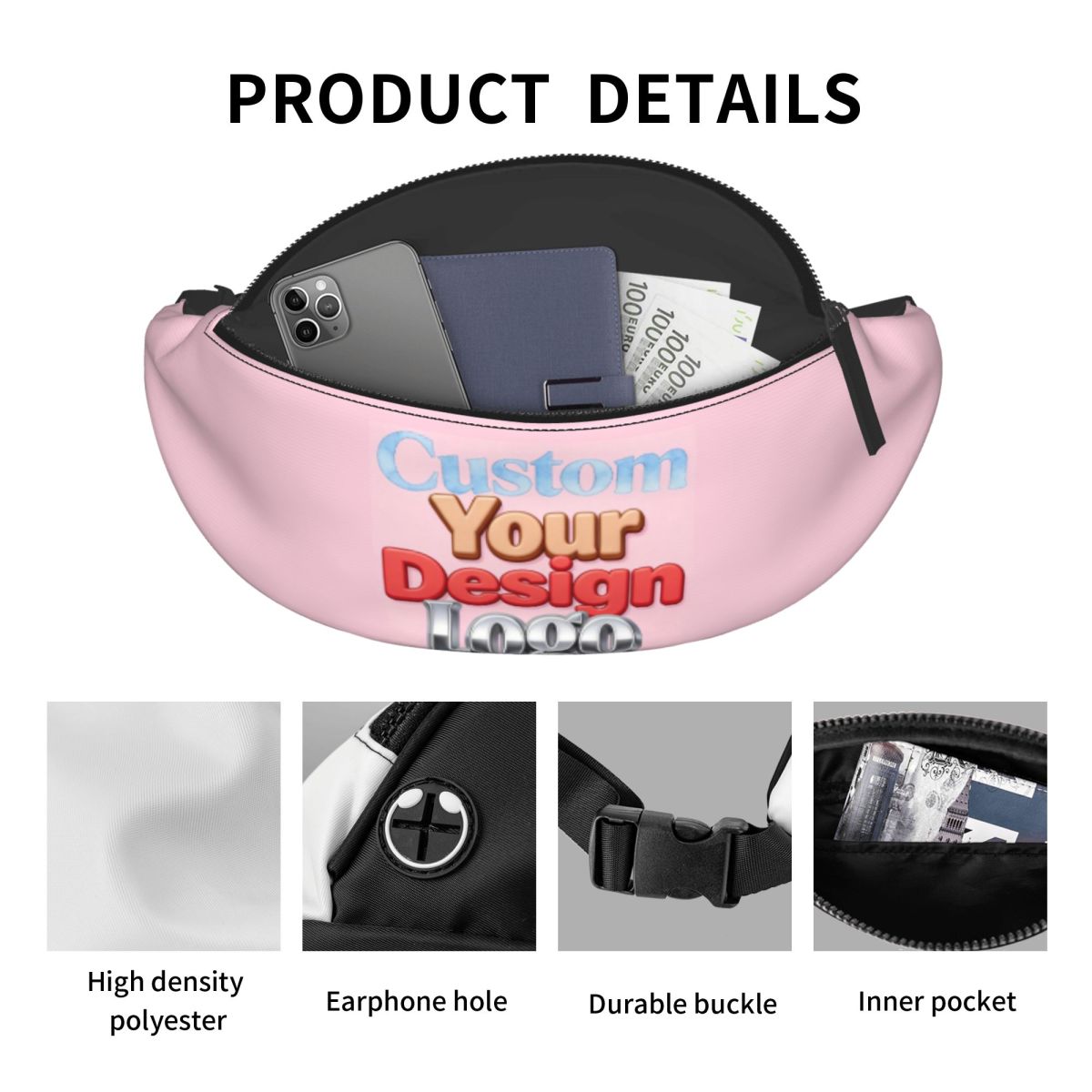 맞춤 디자인 로고 패니 팩 여성 남성 여행용 휴대폰 돈 - Women Accessories Logo Design 리뷰 및 가격