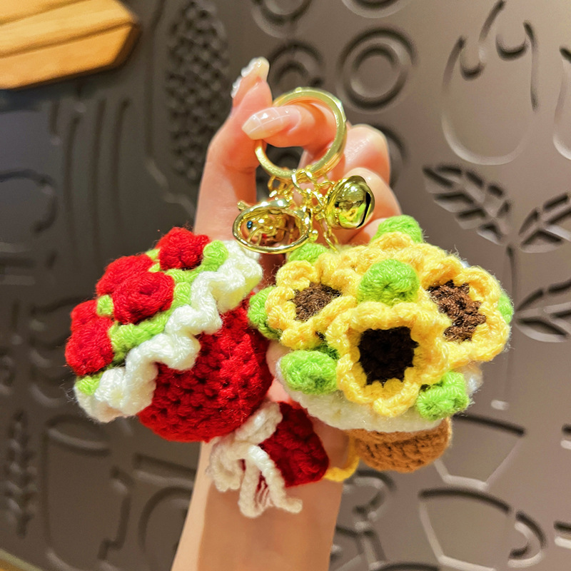 여성용 니트 부케 자동차 액세서리 키체인, 금속 아연  - Women Accessories Bouquet 리뷰 및 가격