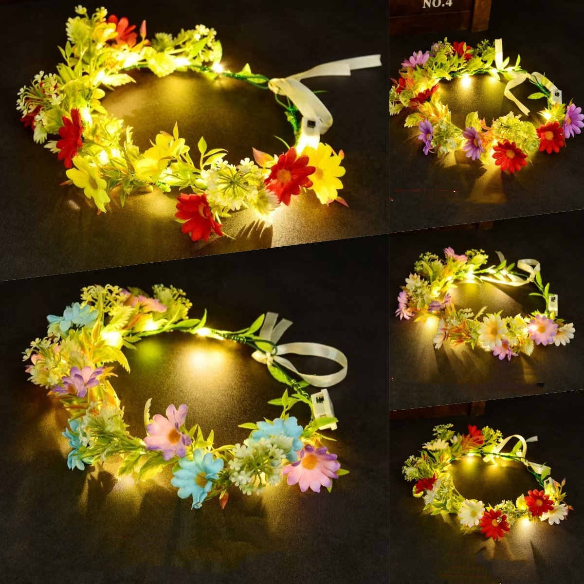LED 조명 꽃 화관 머리띠 발광 꽃 화환 헤드피스 어 - Women Accessories Photos 리뷰 및 가격