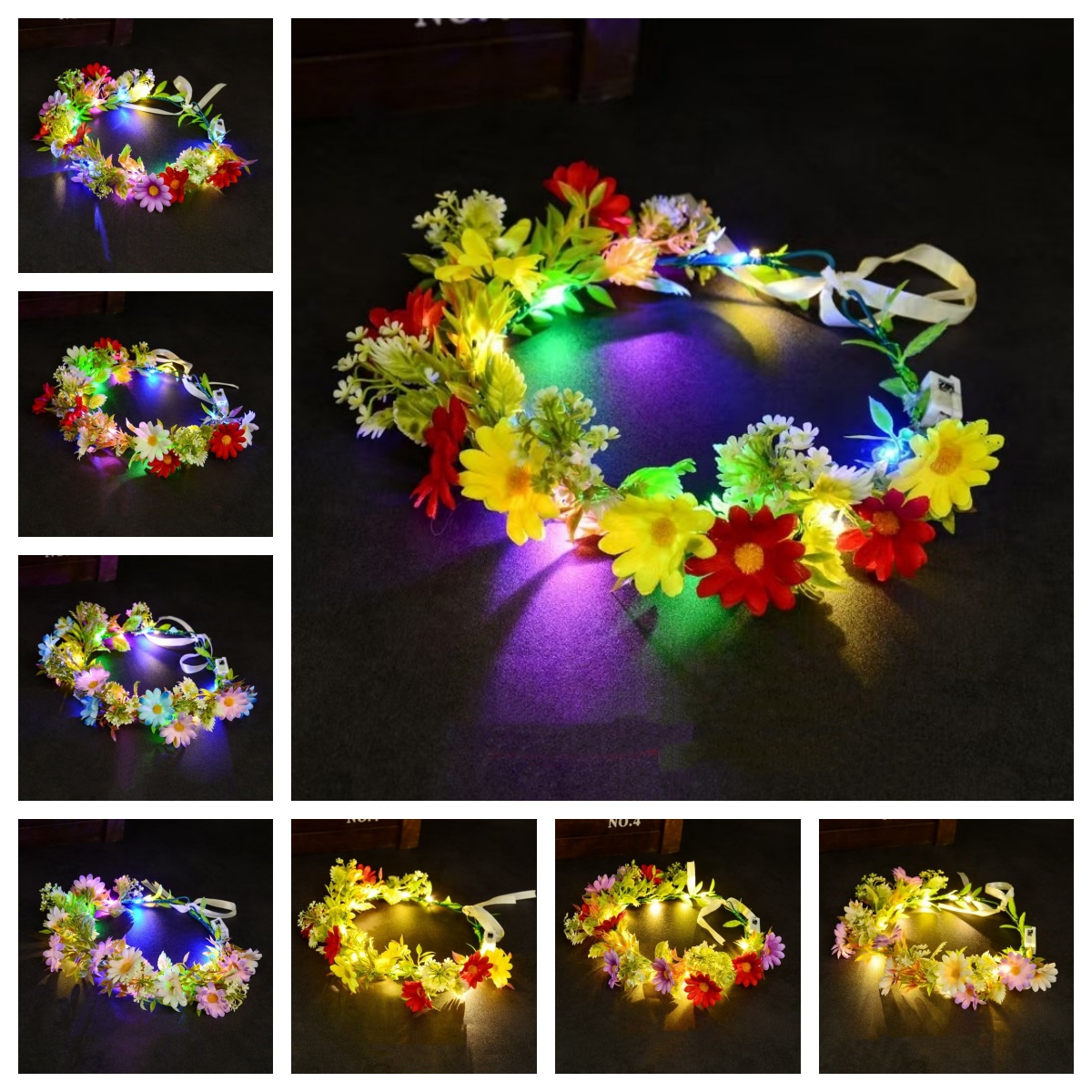LED 조명 꽃 화관 머리띠 발광 꽃 화환 헤드피스 어 - Women Accessories Photos 리뷰 및 가격