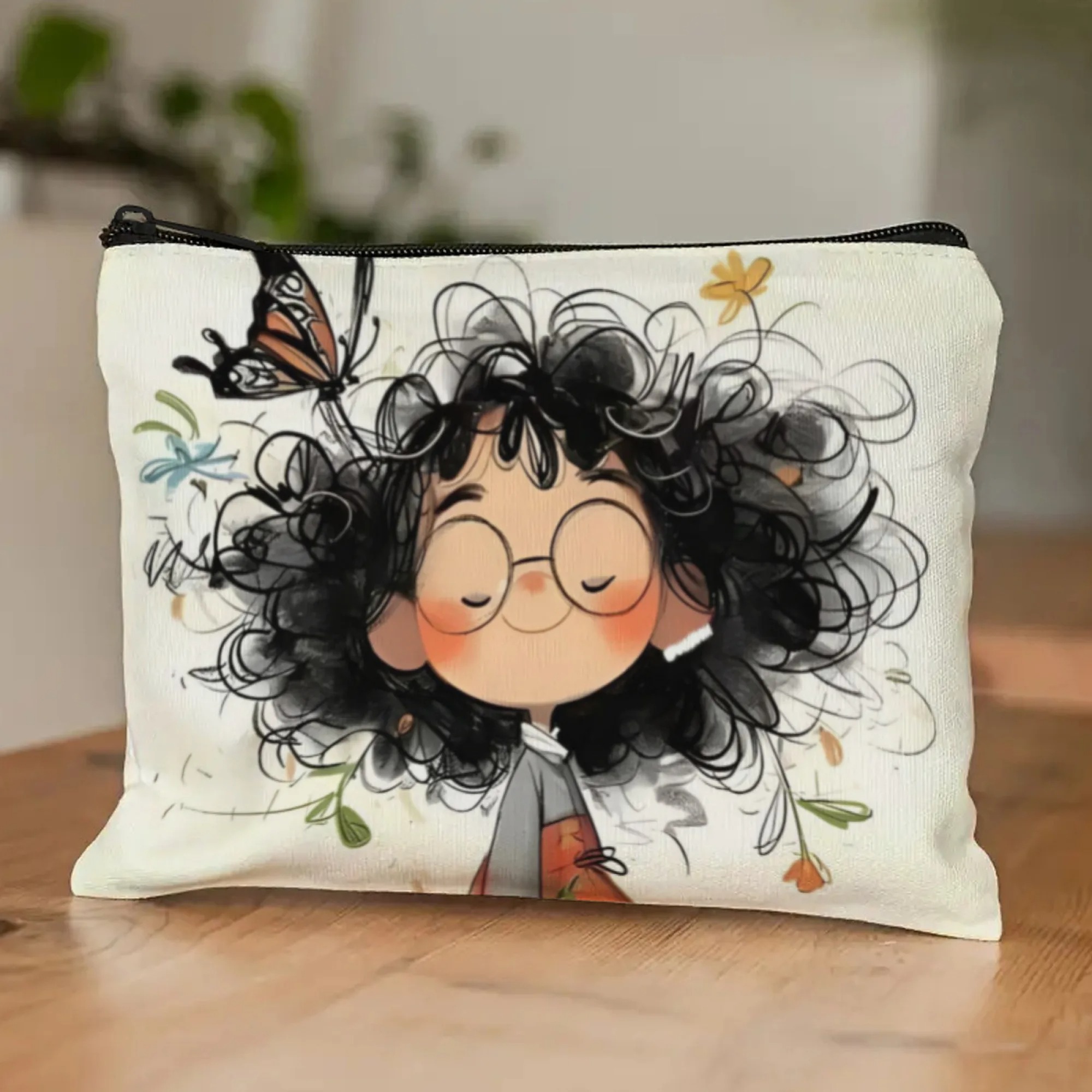 만화 소녀 메이크업 가방 지퍼가 달린 세면 용품 가방  - Women Accessories Pouch 리뷰 및 가격