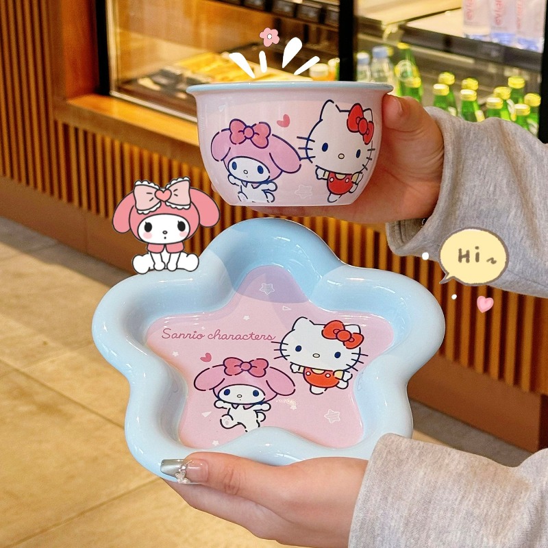 만화 고양이 프린트 세라믹 식기 세트 고급 그릇 접시  - Women Kitchen Accessories 리뷰 및 가격