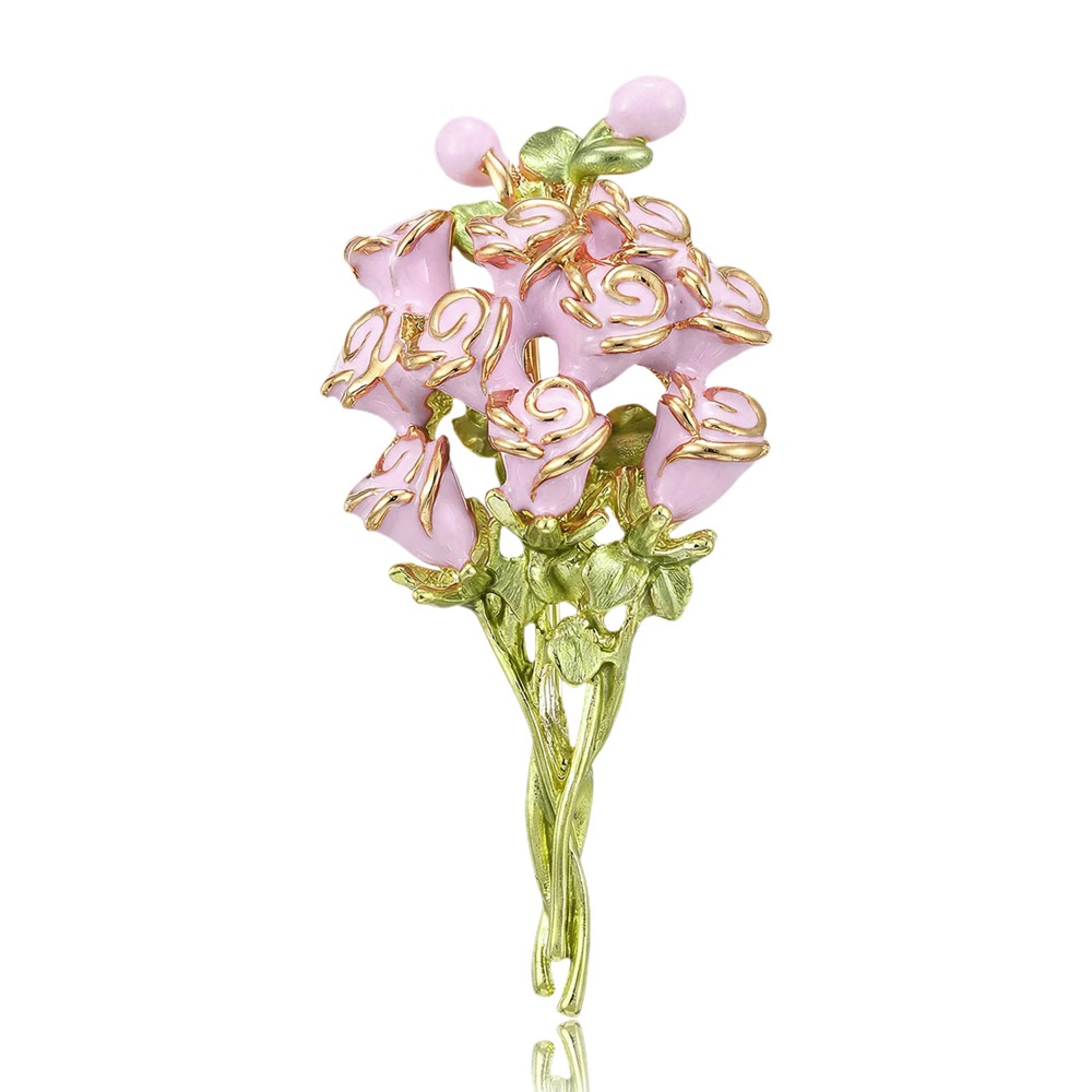 여성용 핑크 에나멜 장미 꽃다발 브로치 유니섹스 어머니 - Women Accessories Bouquet 리뷰 및 가격