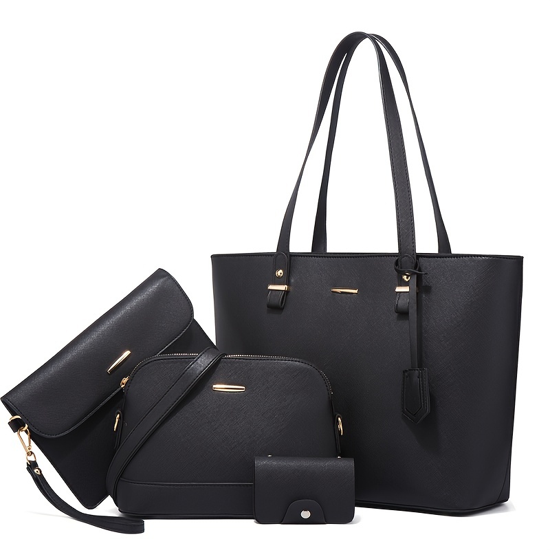 4종 세트 여성 가방 세트 단색 토트백 레트로 여성 크 - Women'S Accessories For Suit 리뷰 및 가격